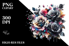 Colorful Black Roses PNG Product Image 2