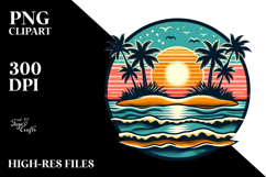 Retro Tropical Island Sunset, PNG Product Image 2