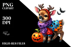 Watercolor Cute Baby Elk Halloween Drawing Product Image 2