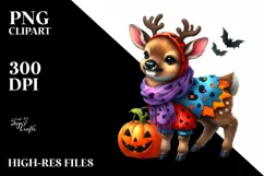 Watercolor Cute Baby Elk Halloween Drawing Product Image 1