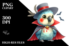 Funny Cute Parrot Dressed as a Vampire | Clipart Product Image 2