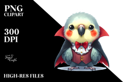 Funny Cute Parrot Dressed as a Vampire | Clipart Product Image 2