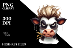 Watercolor Angry Cow with Hay Straw, Transparent PNG Product Image 2