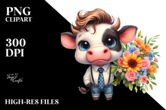 Colorful Baby Cow with Tie, Transparent PNG Product Image 2