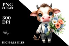 Watercolor Baby Cow Expressive Clipart Product Image 3