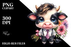 Watercolor Baby Cow Expressive Clipart Product Image 1