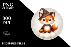 Cute Baby Fox Dressed for Halloween, Transparent PNG Product Image 2