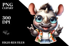 Rocking Baby Rhino with Goofy Smile, PNG Product Image 2