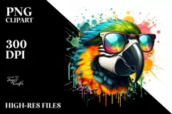 Colorful Sunglasses Macaw | Sublimation | Clipart Product Image 3