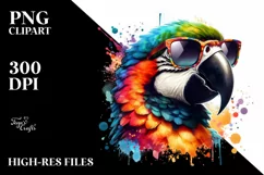 Colorful Sunglasses Macaw | Sublimation | Clipart Product Image 1