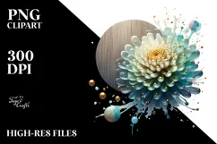 Abstract Chrysanthemum Round Wood Splash PNG Product Image 2