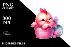 Colorful Baby Rooster in Bucket, PNG Product Image 2