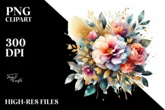 Vibrant Gold Foil Bouquet PNG Product Image 1