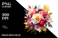 Vibrant Gold Foil Bouquet PNG Product Image 2