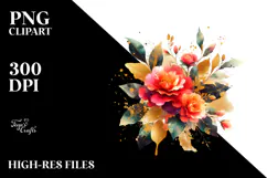 Vibrant Gold Foil Bouquet PNG Product Image 2