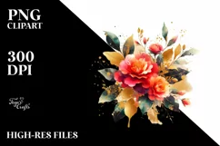Vibrant Gold Foil Bouquet PNG Product Image 3