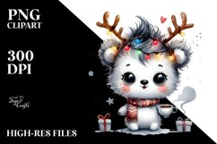 Crazy Baby Polar Bear with Reindeer Horns PNG Product Image 3