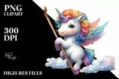 Baby Unicorn with Pole, PNG Product Image 1