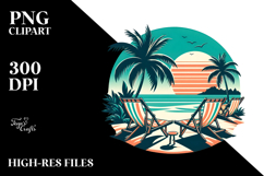 Retro Tropical Island Beach Chairs Clipart Product Image 2