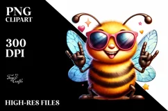 Funny Bee Sunglasses Rocker Sign | Clipart Product Image 3