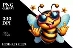 Funny Bee Sunglasses Rocker Sign | Clipart Product Image 3