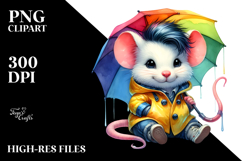 Cute Baby Mouse in Raincoat PNG Product Image 2