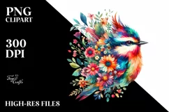 Vibrant Watercolor Bird | Sublimation | Clipart Product Image 1