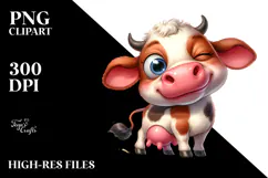 Silly Baby Calf with Exaggerated Expression, PNG Product Image 2