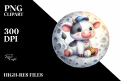 Pastel Baby Cow Baseball, White Background | Sublimation Product Image 1