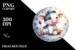 Pastel Baby Cow Baseball, White Background | Sublimation Product Image 2