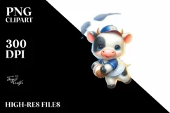 Pastel Baby Cow Baseball, White Background | Sublimation Product Image 1