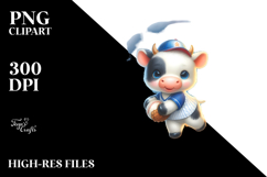 Pastel Baby Cow Baseball, White Background | Sublimation Product Image 2