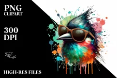 Colorful Sunglasses Bird | Sublimation | Clipart Product Image 1