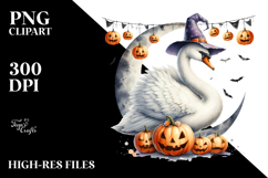 Swan Dressed for Halloween, Artistic PNG Product Image 2