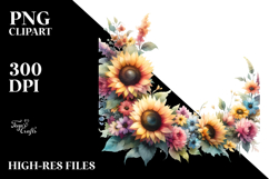 Floral Frame Sunflower Clipart Product Image 2