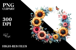 Floral Frame Sunflower Clipart Product Image 2