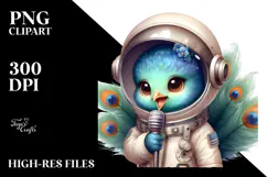 Baby Peacock with Astronaut Helmet PNG Product Image 2
