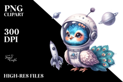 Cute Baby Peacock with Astronaut Helmet PNG Product Image 2