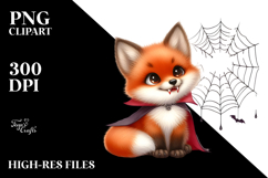 Funny Baby Fox with Halloween Vampire Fangs | Clipart Product Image 2