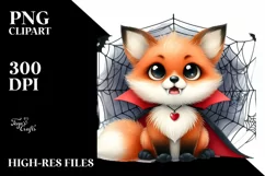 Funny Baby Fox with Halloween Vampire Fangs | Clipart Product Image 3