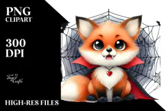 Funny Baby Fox with Halloween Vampire Fangs | Clipart Product Image 2
