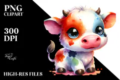 Cute Baby Cow in Style PNG Product Image 2