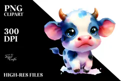 Cute Baby Cow in Style PNG Product Image 2