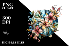 Stained Cherry Blossom Frame, PNG Product Image 2