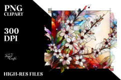 Stained Cherry Blossom Frame, PNG Product Image 2