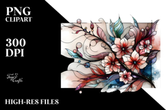 Stained Cherry Blossom Frame, PNG Product Image 2
