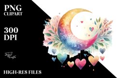 sSimple Half Moon with Hearts, White Background Product Image 2