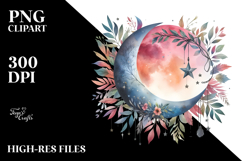 Vibrant Boho Moon with Stars | Clipart Product Image 2