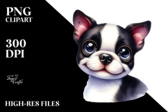 Cute Boston Terrier Watercolor JPEG Product Image 2