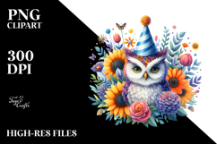 Vibrant Owl with Party Hat | Clipart Product Image 2